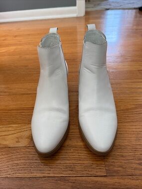 Marc Fisher White Pointed Chelsea Ankle Boots